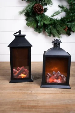 Sale Decorator's Warehouse 13.4” Battery Operated Fire Log Lantern With Timer