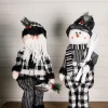 Hot Decorator's Warehouse 32” Black And White Buffalo Check Santa And Snowman Plush Figurine