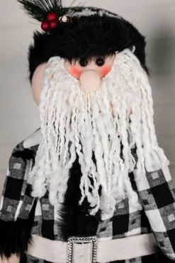 Hot Decorator's Warehouse 32” Black And White Buffalo Check Santa And Snowman Plush Figurine