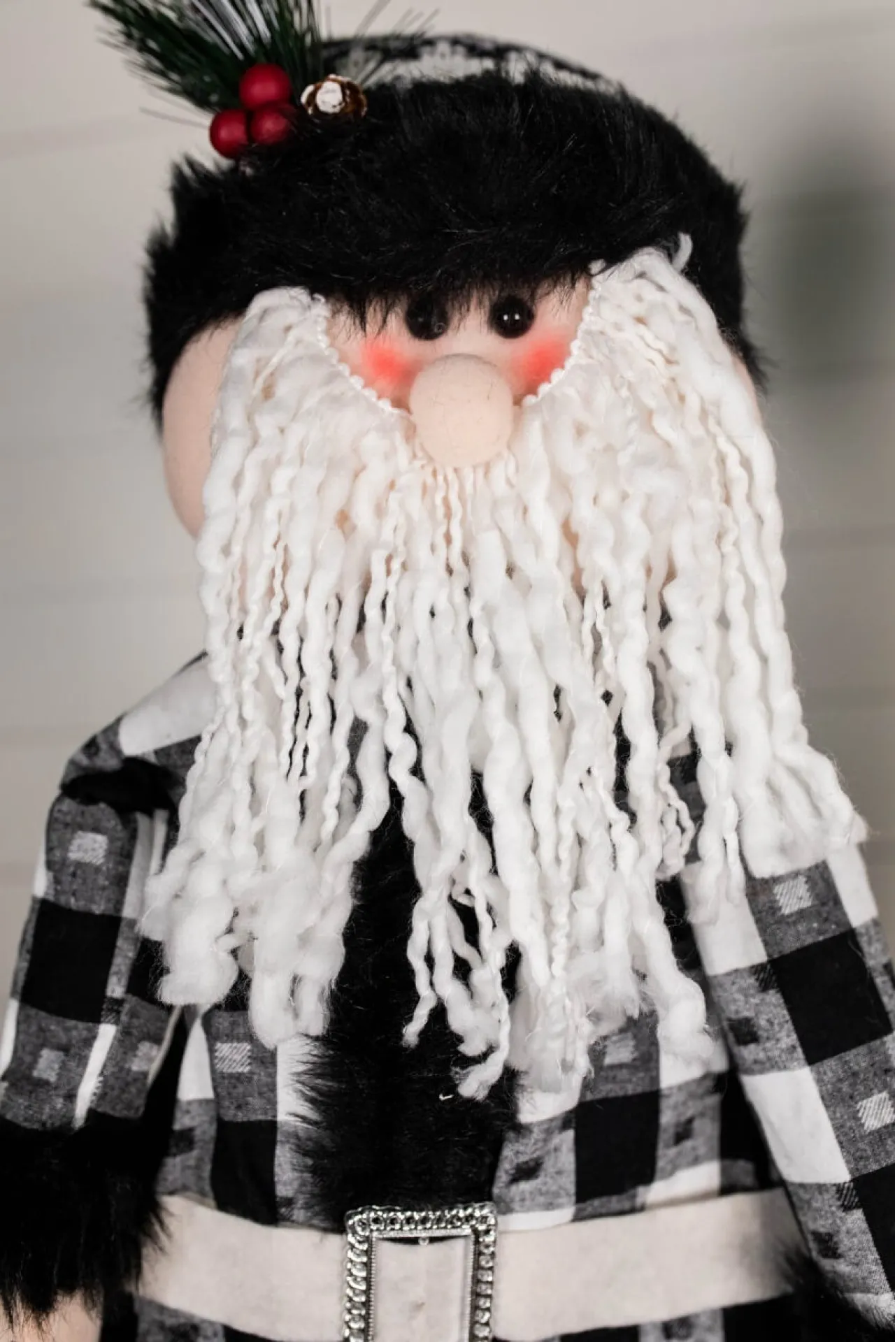 Hot Decorator's Warehouse 32” Black And White Buffalo Check Santa And Snowman Plush Figurine