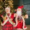 Hot Decorator's Warehouse 18” Buffalo Plaid Santa And Mrs. Claus Figurine Set