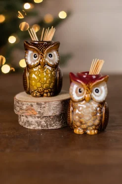 Hot Decorator's Warehouse 3” Ceramic Owl Tooth Pick Holder