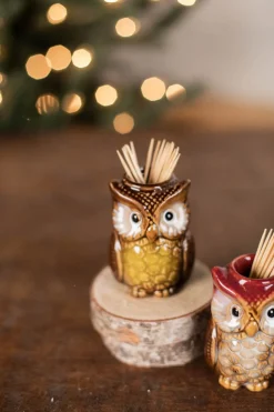 Hot Decorator's Warehouse 3” Ceramic Owl Tooth Pick Holder