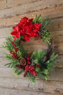 Outlet Decorator's Warehouse 30” Christmas Amaryllis/Pine Wreath