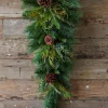 Best Decorator's Warehouse 32" Deep Woods Mix Greens With Pinecones Teardrop
