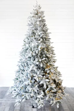 Sale Decorator's Warehouse 9' Flocked Aleutian Artificial Christmas Tree With 950 Color-Changing Lights