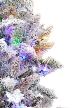 Sale Decorator's Warehouse 9' Flocked Aleutian Artificial Christmas Tree With 950 Color-Changing Lights