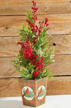 Hot Decorator's Warehouse 26" Frost Weatherproof Berry Mini Spruce Tree In Pot