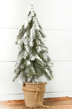 New Decorator's Warehouse 18” Frosted Downswept Pine In Burlap Pot