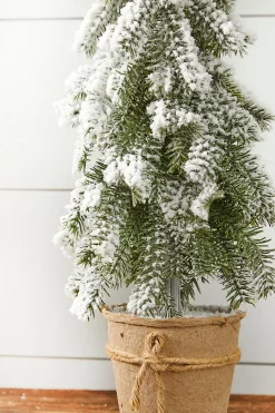 New Decorator's Warehouse 18” Frosted Downswept Pine In Burlap Pot