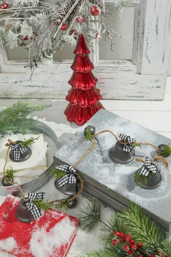 New Decorator's Warehouse 48” Galvanized Bells Garland With Country Check Bows