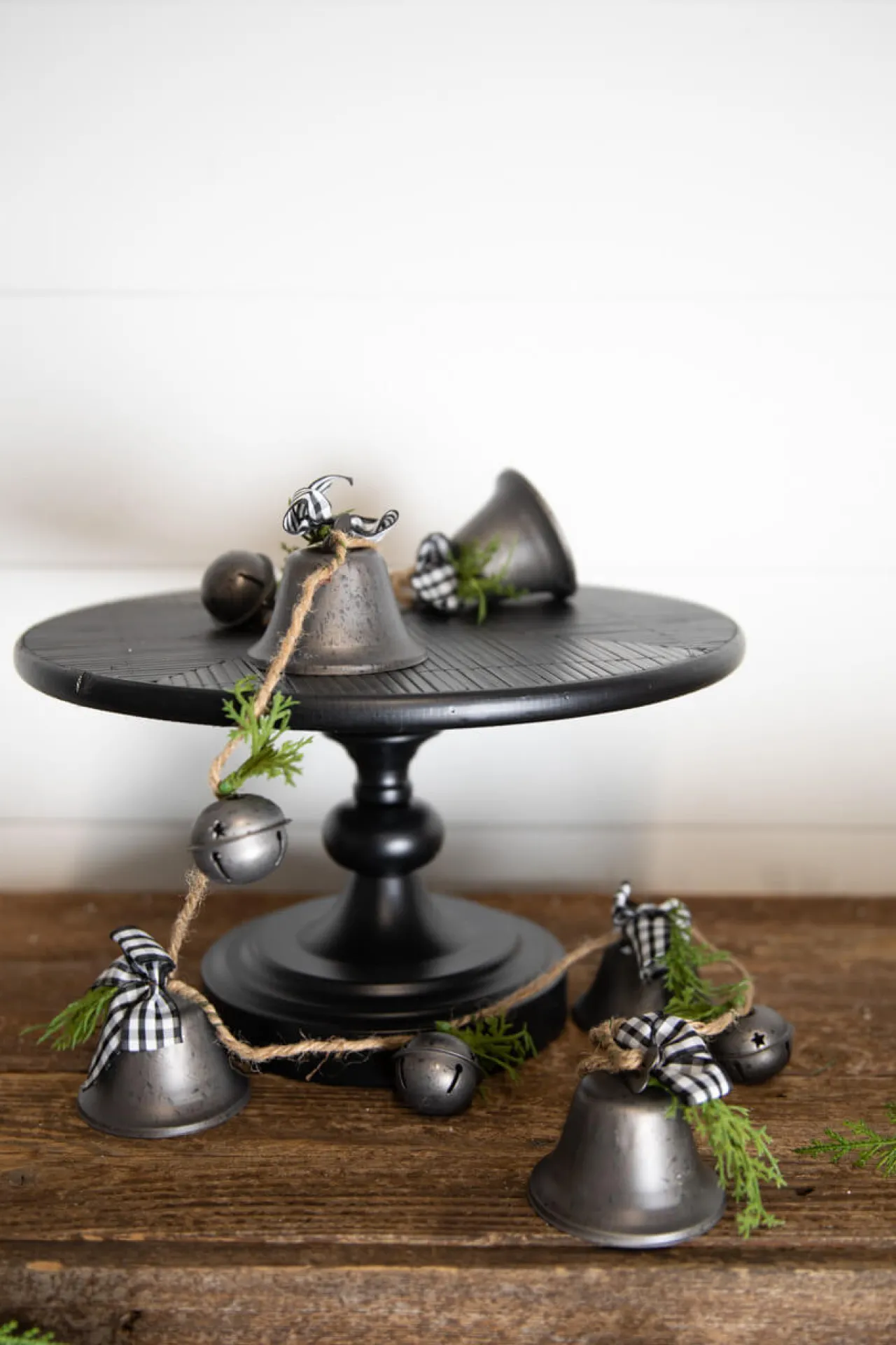New Decorator's Warehouse 48” Galvanized Bells Garland With Country Check Bows