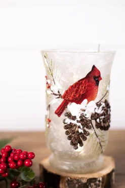 Decorator's Warehouse 8” Glass Cardinal Pine Cone Vase
