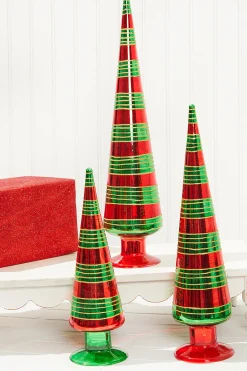 Best Decorator's Warehouse 12" Glass With Glitter Stripe Tree