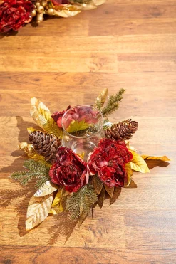 Online Decorator's Warehouse 14" Gold Peony Laurel Candle Holder