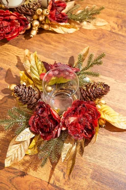 Online Decorator's Warehouse 14" Gold Peony Laurel Candle Holder