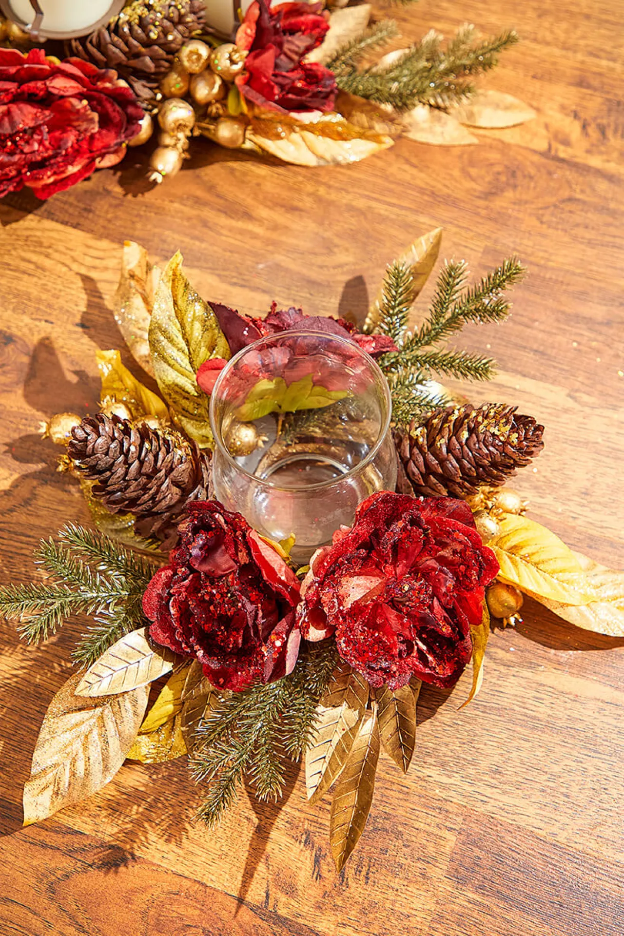 Online Decorator's Warehouse 14" Gold Peony Laurel Candle Holder