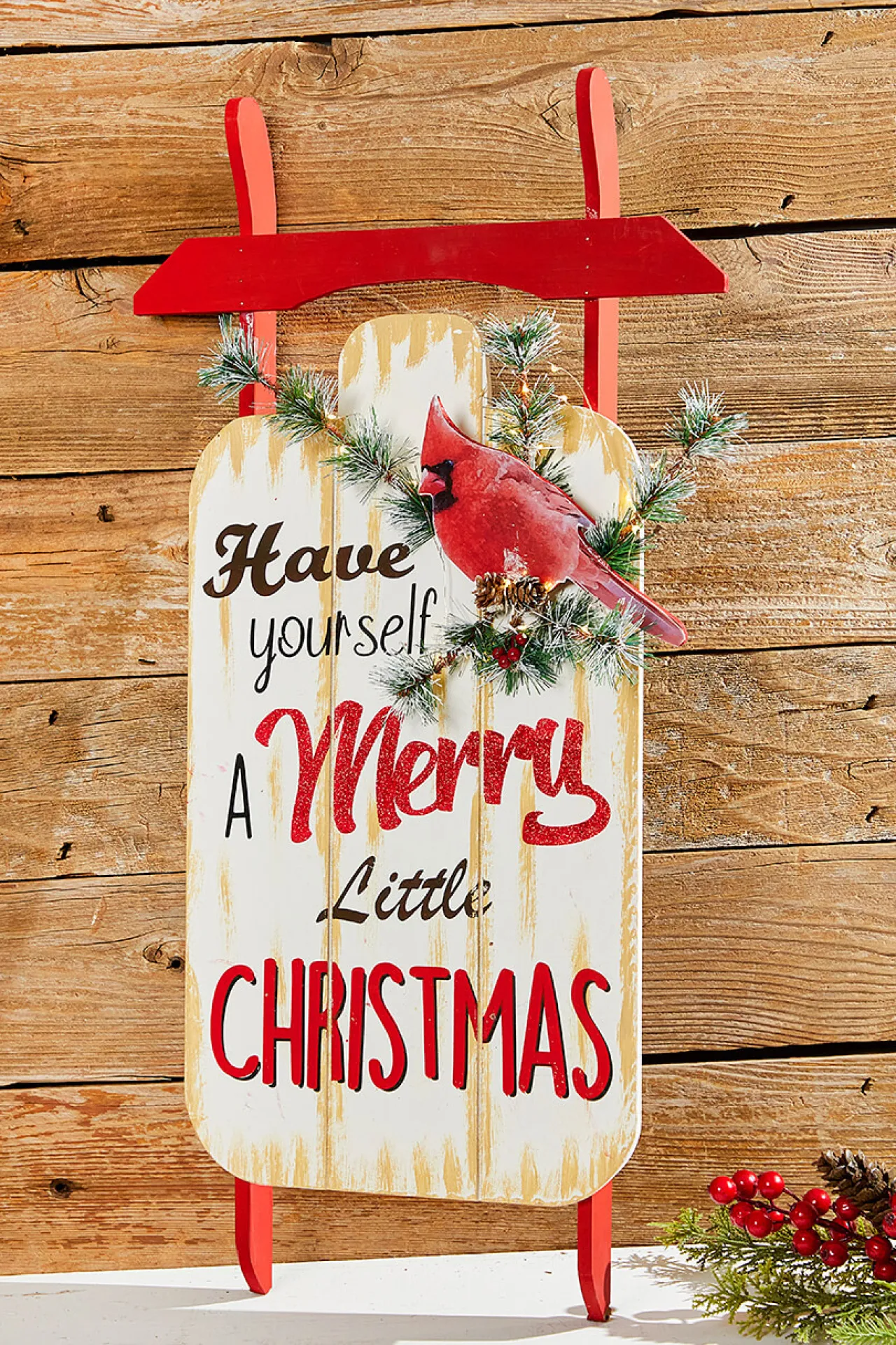 Hot Decorator's Warehouse 31" LED BTY/TMR "Merry Christmas" Sleigh