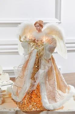 Sale Decorator's Warehouse 16" Lit Champagne Gold Angel Tree Topper