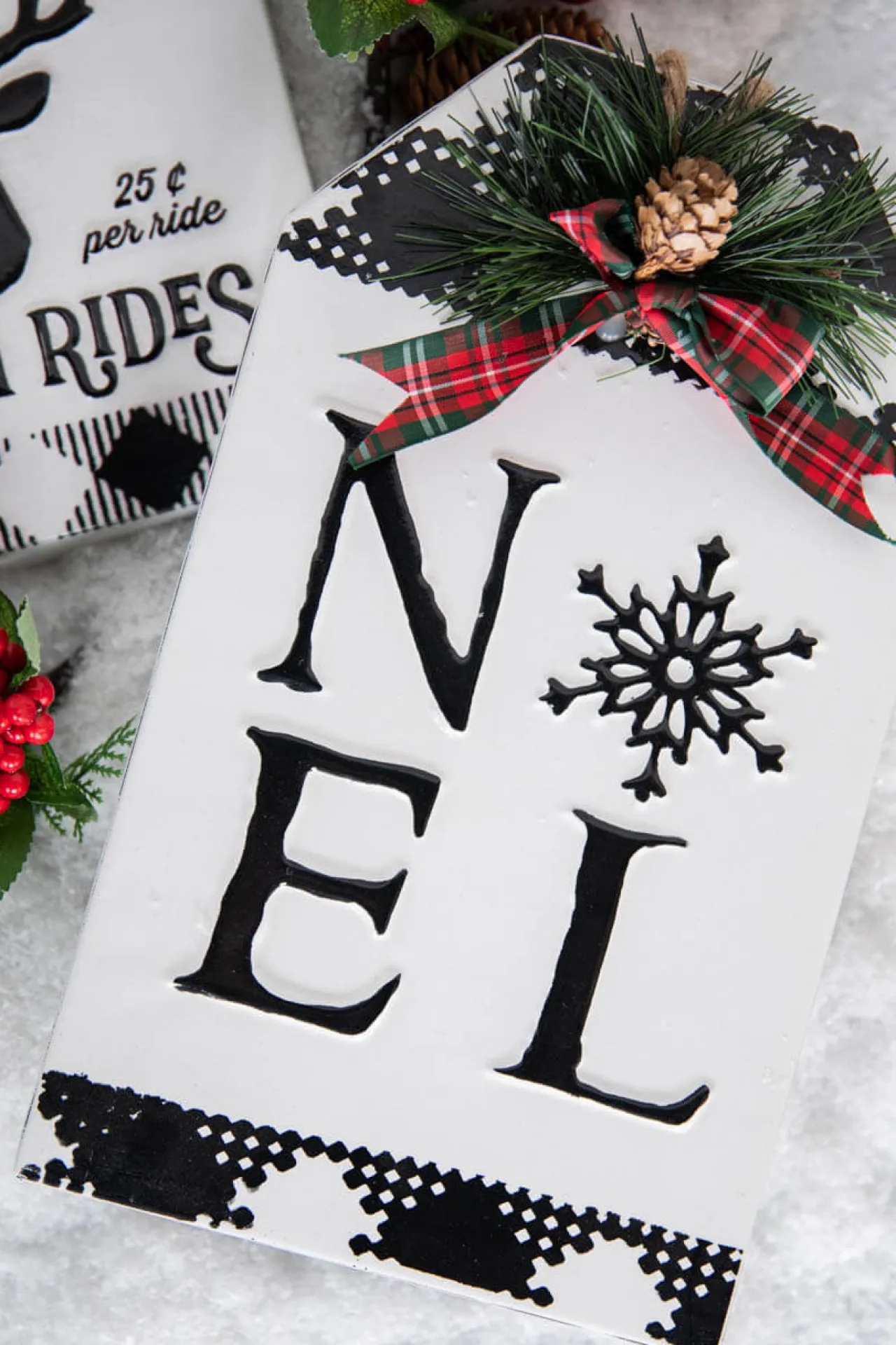 Best Decorator's Warehouse 12” Metal Embossed Holiday Wall Sign With Floral Accent