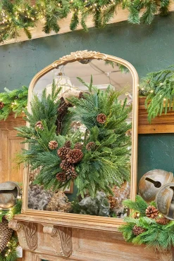 Sale Decorator's Warehouse 26” Mixed Greens With Pine Cones Swag Wreath