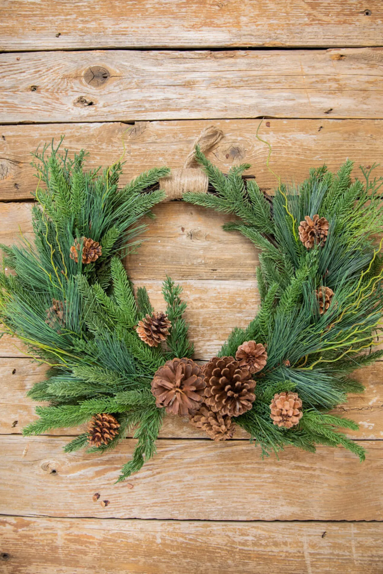 Sale Decorator's Warehouse 26” Mixed Greens With Pine Cones Swag Wreath