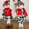 Discount Decorator's Warehouse 25” Plush Snowman Figurine With Buffalo Check Pants