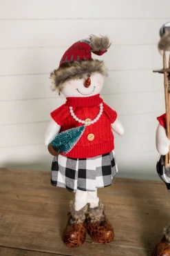 Discount Decorator's Warehouse 25” Plush Snowman Figurine With Buffalo Check Pants
