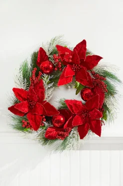 Online Decorator's Warehouse 22” Poinsettia With Pine Wreath