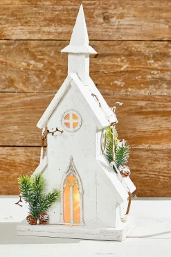 Online Decorator's Warehouse 18" Pre-Lit Wooden Church