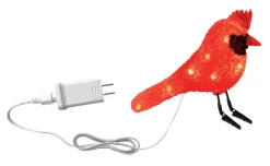New Decorator's Warehouse 6" Red Christmas Cardinal With Clipped Feet - 10 Lights