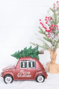 Hot Decorator's Warehouse 11.5” Resin Countdown Calendar Holiday Truck With Christmas Tree