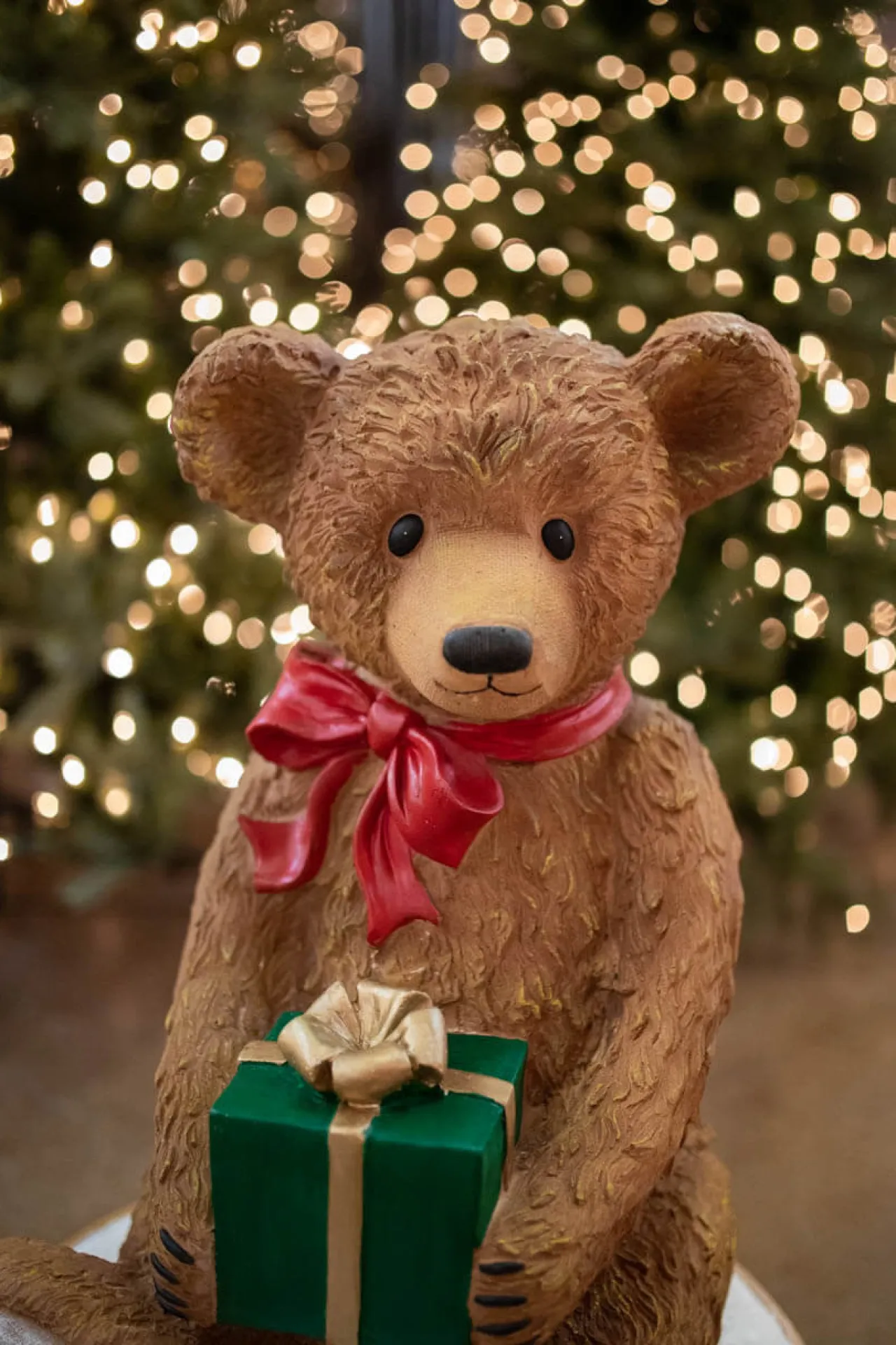 Online Decorator's Warehouse 34" Resin LED Bear On Drum