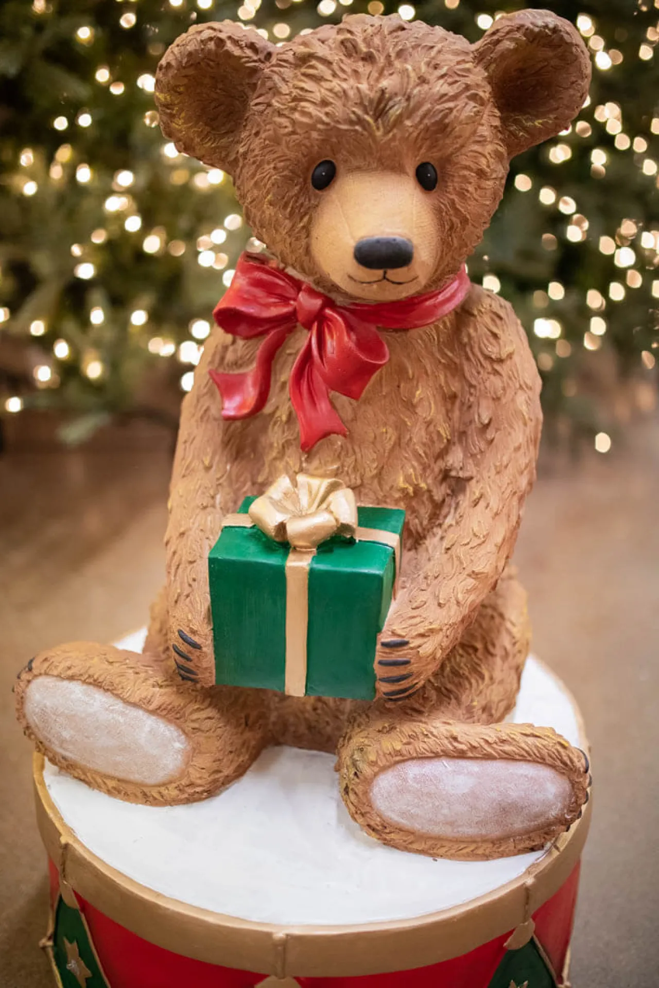 Online Decorator's Warehouse 34" Resin LED Bear On Drum