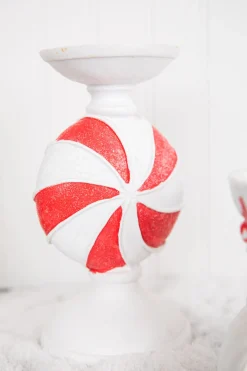 Hot Decorator's Warehouse 9” Resin Peppermint Candy Candle Holder