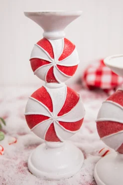 Decorator's Warehouse 11.5” Resin Peppermint Candy Candle Holder