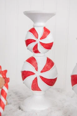 Decorator's Warehouse 11.5” Resin Peppermint Candy Candle Holder