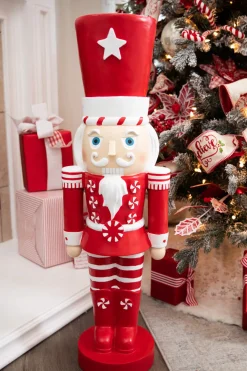 Hot Decorator's Warehouse 35.8” Resin Red And White Peppermint Nutcracker Decoration
