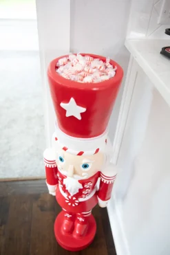 Hot Decorator's Warehouse 35.8” Resin Red And White Peppermint Nutcracker Decoration