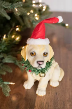 Outlet Decorator's Warehouse 10” Resin Santa Hat/Wreath Lab Pup
