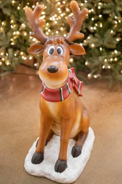 Discount Decorator's Warehouse 38" Resin Sitting Whimsical Reindeer