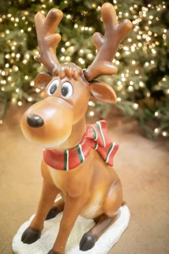 Discount Decorator's Warehouse 38" Resin Sitting Whimsical Reindeer