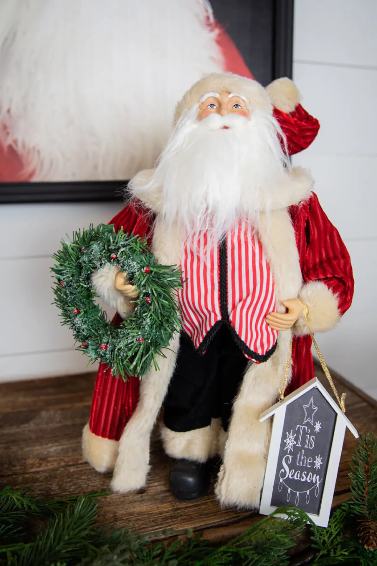 Best Decorator's Warehouse 16” Santa Figure "Tis The Season" Sign