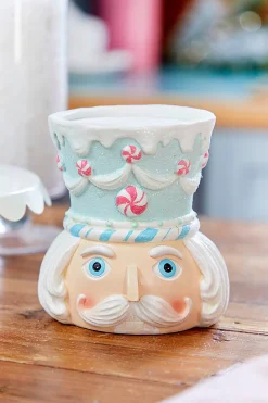 Clearance Decorator's Warehouse 5.5” Teal Resin Pastel Candy Nutcracker Candle Holder