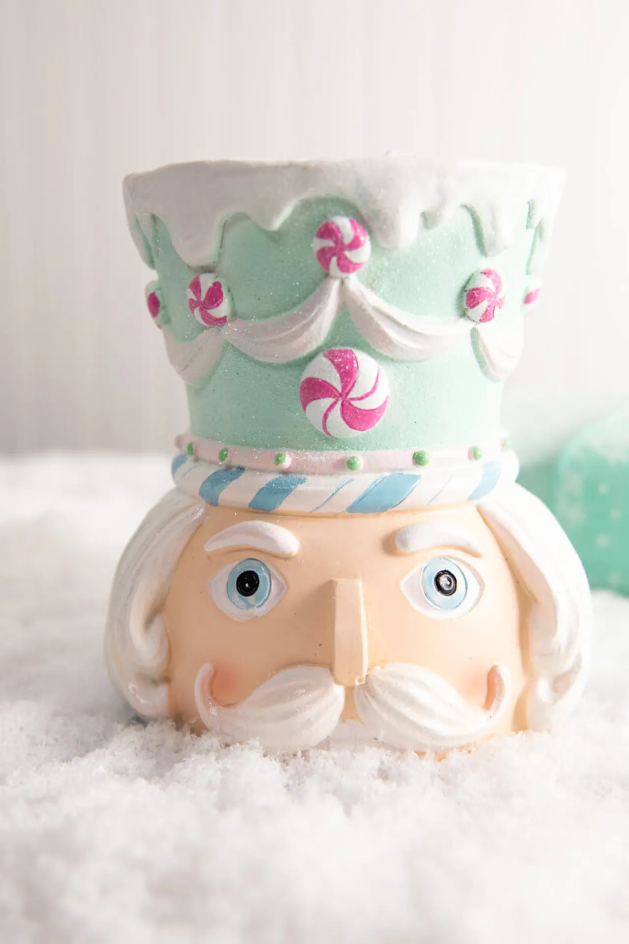 Clearance Decorator's Warehouse 5.5” Teal Resin Pastel Candy Nutcracker Candle Holder