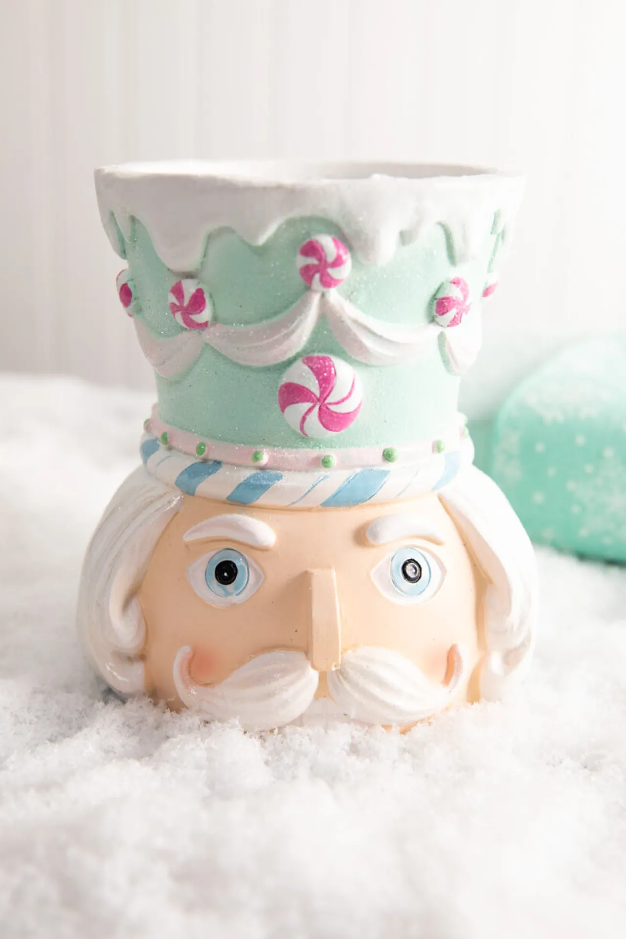 Clearance Decorator's Warehouse 5.5” Teal Resin Pastel Candy Nutcracker Candle Holder