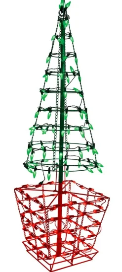 Outlet Decorator's Warehouse 4' Twinkling Tree Topiary With 150 Lights C5 & G12 - Green /Red
