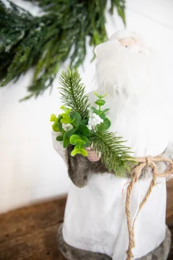 Sale Decorator's Warehouse 19” White Robe Santa Figure With Greenery Bundle