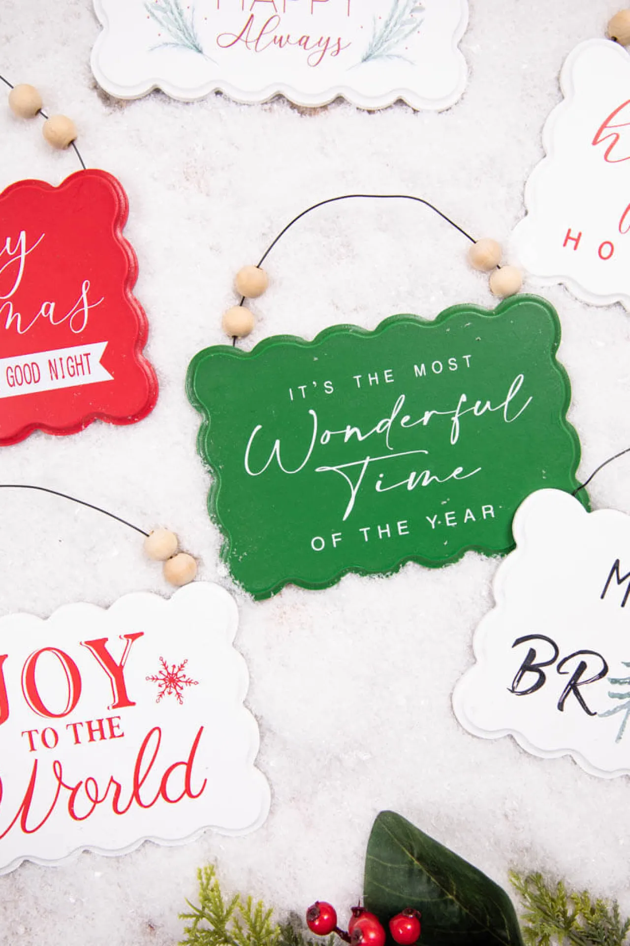 Online Decorator's Warehouse 6.6” Wood Holiday Sign Ornament