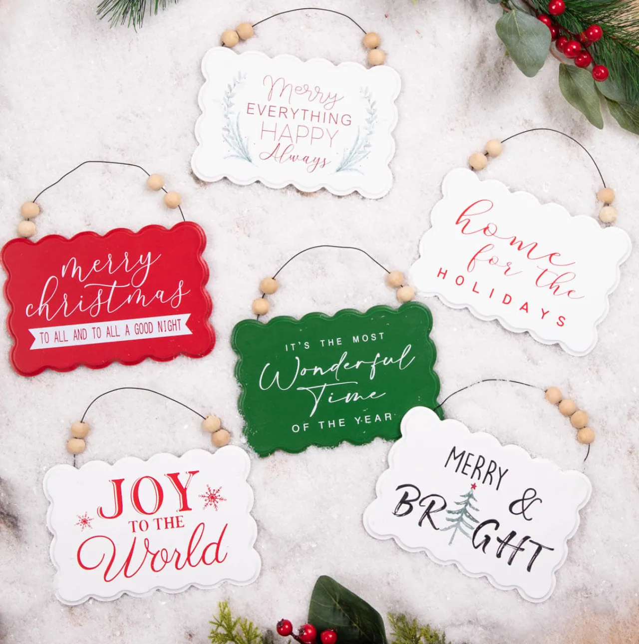 Online Decorator's Warehouse 6.6” Wood Holiday Sign Ornament